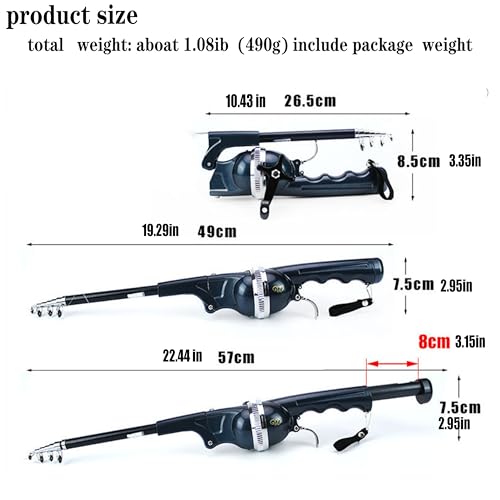 Folding Fishing Pole & Reel Combos Collapsible Telescopic Mini Fishing Rod, Ultra-Compact Foldable Gear for Travel, Hiking & Backpacking Enthusiasts