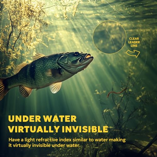 SF 100% Pure Fluorocarbon Leader Material Fishing Line Virtually Invisible Shock Resistant Increased Sensitivity Sink Fast Clear 55yd - color: Clear, size: 55Yds-25LB