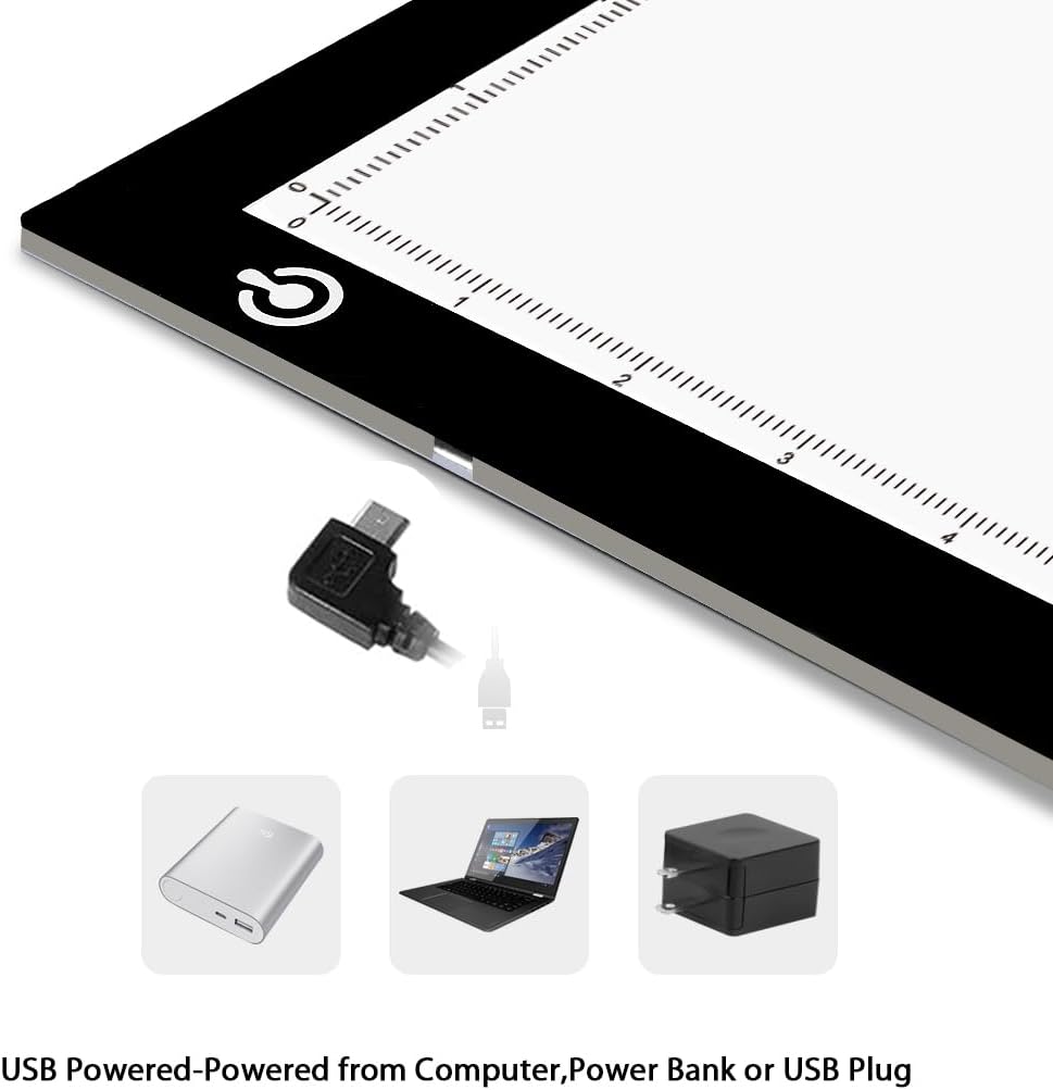 LitEnergy A4 LED Copy Board Light Tracing Box, Ultra-Thin Adjustable USB Power Artcraft LED Trace Light Pad for Tattoo Transferring, Drawing, Streaming, Sketching, Animation, Stenciling