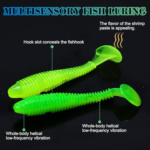 Soft Fishing Lures, 6.5cm/8cm Paddle Tail Swimbaits Soft Plastic Lures Kit for Bass Trout Walleye Crappie 30pcs/40pcs… - color: B-5.5cm/2.16in-50pcs