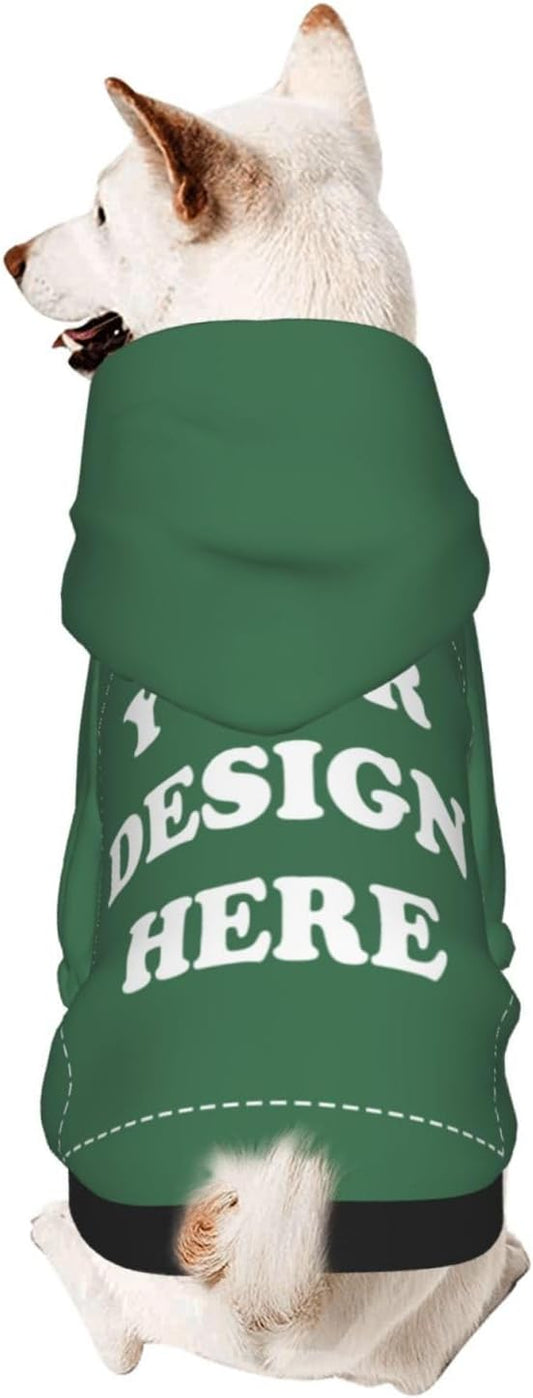 Personalized Dog Hoodie, Custom Dog Costumes for Small Dogs, Holiday Happy Dog Clothes Football Pet Shirt Sweater with Name Number for Girl/Boy Cats/Kitten, Green, M