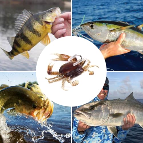 3 PCS Crab Lure, Soft Saltwater Artificial Lure, Simulation Crab Bait with Double Sharp Hooks for Sea Fishing