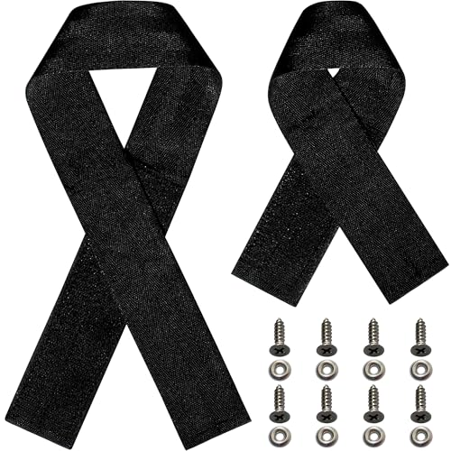 12760-7 Fishing Rod Holder Straps for Boat Deck, Black | Secures 5 Rods, 28.35-In Handle Strap, 18.5-In Tip Strap, Stainless Steel Hardware