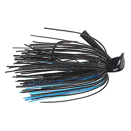 Strike King (TGSKJ38-2) Tour Grade Skipping Jig Fishing Lure, 2 - Black/Blue, 3/8 oz, Customized Flat-Sided Head for Smoother Skipping - size: 3/8 Ounce (Pack of 6)