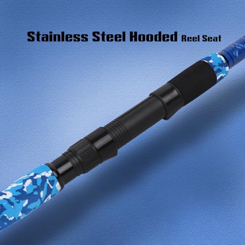 Fiblink Surf Rod,Portable Travel Fishing Rod,Spinning Rod with Blue Camouflage Handle,2Piece/3Piece/4Piece Carbon Fiber Fishing Rod (9ft/10ft/12ft/14ft) - style: 9' - Medium Heavy - 15-30lb - 4pc