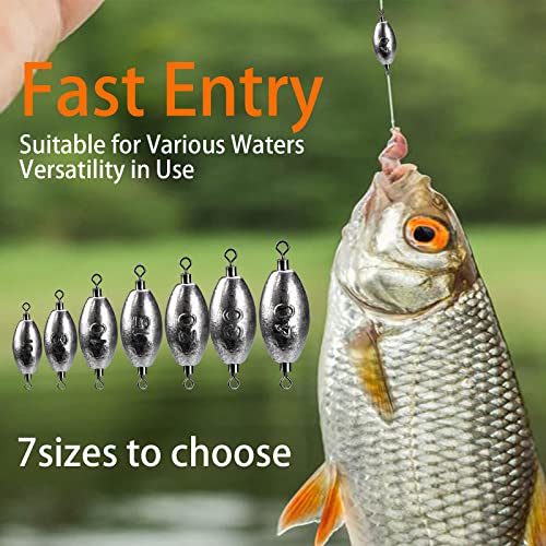 THKFISH Fishing Weights Inline Weights Trolling Sinkers Swivel Weights Quick Set Up Lead Fishing Sinker with Inner Swivel - size: 10pcs-30g(1 oz)