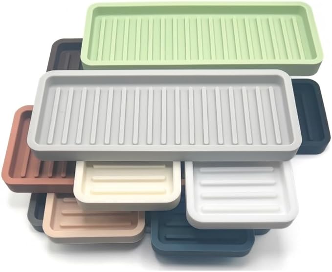 Silicone Sink and Surface Organizer Tray, Sponge Holder, Vanity Tray, Trivet, Heat Safe, Dishwasher Safe, for Bathroom and Kitchen Organization (Dark Chocolate, 10"x5.25")