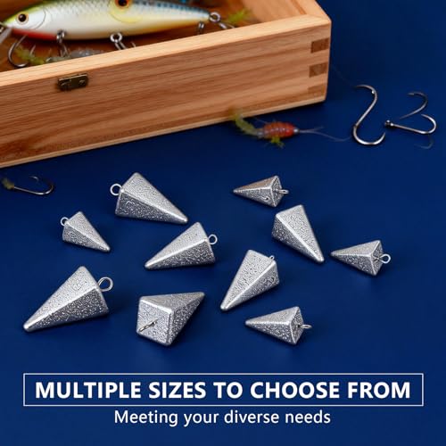 Pyramid Sinkers Fishing Weights Sinkers, Saltwater Fishing Weights Assortment Pyramid Weights for Surf Fishing - size: mixed-10pcs(1oz4pcs+2oz3pcs+3oz3pcs)