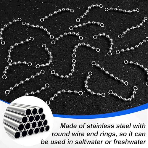 OROOTL Fishing Bead Chain Swivels, 20/40pcs Fishing Swivels Stainless Steel High Speed Trolling Swivels Catfish Swivel Fishing Balls Chain Swivels Fishing Tackle for Freshwater Saltwater - style: 3/16''(4.5mm)-40pcs