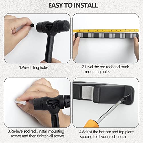 THKFISH Fishing Rod Rack Holders Wall Mount Vertical/Horizontal for Garage