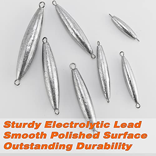 Dr.Fish Inline Trolling Lead Sinkers Torpedo Weights Saltwater Fishing | Streamlined Torpedo Shaped Trolling Sinkers, Perfect for salmon, tuna, walleye, trout, and wahoo in fresh and saltwater. - size: 8oz-5 Pack