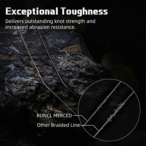 RUNCL Braided Fishing Line Merced, 1000 500 300 Yards Braided Line 4 8 Strands, 6-200LB - Proprietary Weaving Tech, Thin-Coating Tech, Stronger Smoother for Freshwater Saltwater - color: Gray, size: 10lb/300yards (4 Strands)