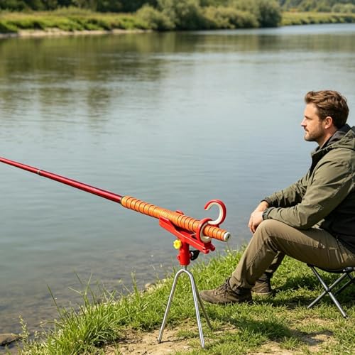 Fishing Rod Holder Angling Pole Mount Rack with Ground Spikes | Surf Fishing Rod Holder for Boat Shore Kayak Pontoon Dock Surf Beach - color: Red