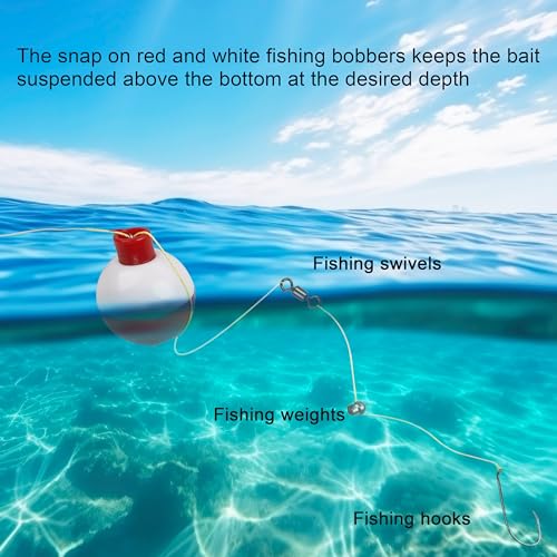 SILANON Fishing Bobbers Set Hard ABS Fishing Floats Bulk Snap on Round Bobbers for Fishing Push Button Fishing Bobbers Floats Assortment Red and White Buoy Floats 0.5-2.5inch - size: 1.75inch-10pcs
