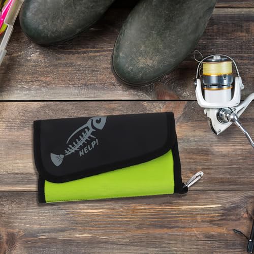 COHEALI Fishing Tackle Storage Bag Soft Bait Organizer with Waterproof Large Capacity Detachable Pouch for Freshwater and Saltwater Fishing Gear Accessories, Fluorescent Green