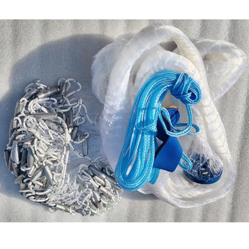 Lawaia Cast Net with Lead Sinkers Fishing Throw Nets Hand Castnet Shrimp Bait Traps 1/2 inch Mesh for Freshwater Saltwater with 3ft/4ft/5ft/ 6ft/ 7ft/ 8ft/ 9ft/ 10ft/ 11ft/ 12ft Radius - size: 12FT Radius