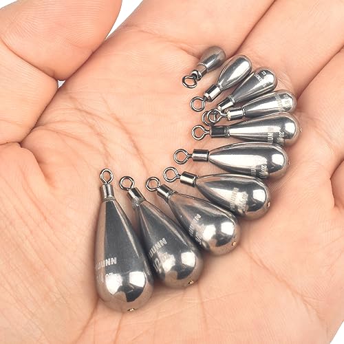 10 Pack Tungsten Free Rig Weights, Tear Drop Fishing Sinkers with Round Eye for Finesse Bass Fishing - color: Plain(Natural), size: 1/4oz - 10 Pack