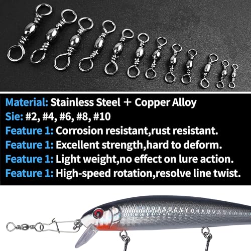 Barrel Swivels Stainless Steel Fishing Swivel Brass Black Nickle Barrel Fishing Swivel Solid Ring Fishing Tackle Line Connector Freshwater Rolling Swivels 35lb-165lb - size: #3 (77lb) 50pcs