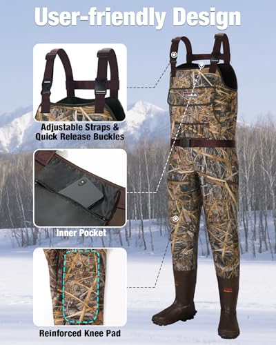 HISEA Women Waders Waterproof 400G Insulated Neoprene Chest Wader for Women - color: Next Camo, size: 7