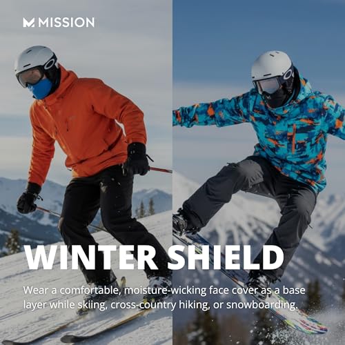 MISSION Multi-Use Neck Gaiter Face Mask for Ski & Outdoors, UPF 50, Breathable Lightweight Fabric - color: Black