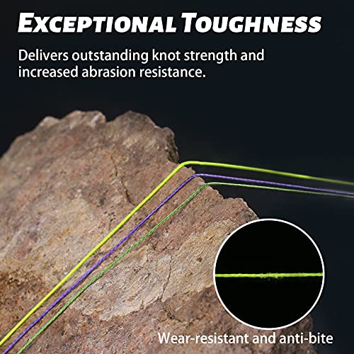 ANGRYFISH Diominate PE 4 & 8 Strands Braided Fishing Line–Abrasion Resistant Superline–Zero Stretch–Excellent Tensile Smooth–High Value(5LB-200LB) - color: Purple, size: 10LB/0.10MM-327YDS(4 Strand)