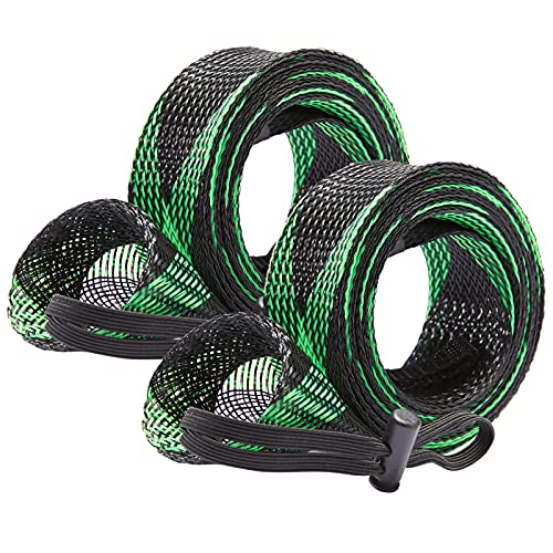 BASSDASH Casting Spinning Fishing Rod Sleeves Protective Rod Socks for Fishing Poles Up to 7-1/2ft - color: Black & Green - 2pcs, size: For Spinning Rod up to 7-1/2 ft