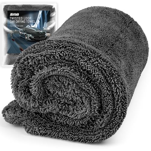 Airlab Microfiber Towels Cars Wash Drying Cleaning Cloth, Dark Grey | Thick Plush Auto Detailing Super Absorbent for Interior & Exterior Lint Free, Streak Free, 24 x 16 Inch, Pack of 1 - color: Dark Grey
