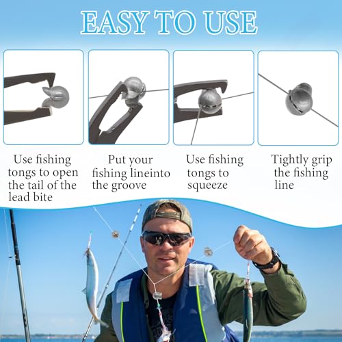 100Pcs Split Shot Fishing Weights Sinkers Open Mouth Design Weight | Large Capacity Removable Lead Assortment Clip On Fishing Accessories for Freshwater Saltwater - style: 1/16oz