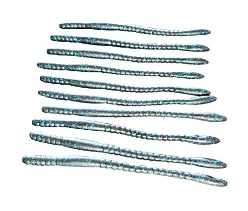 Floating Worm 10 Per Pack 6 Inch Scented Bass, Walleye and More - color: Black and Blue