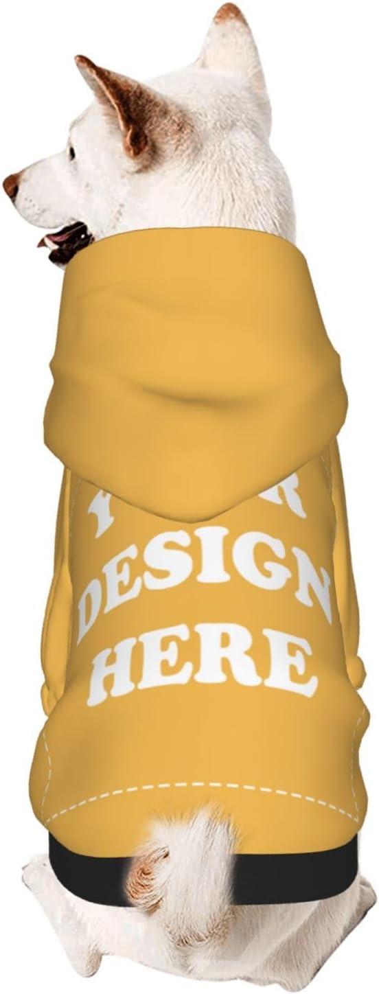 Dog Costume, Custom Dog Hoodie, Dog Name Costume Holiday Pet Pajamas Outfit, Personalized Pet Coat Costumes for Small Medium Large Dogs and Cats for Winter, Gold, XXS