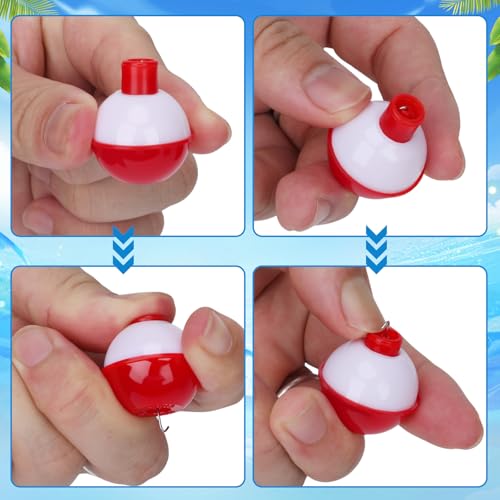 Coopay Fishing Bobbers 30Pcs-50Pcs/Lot Hard ABS Fishing Floats Set Snap on Float Red/White Bobbers Push Button Round Buoy Tackle Accessories - style: 1inch-50pcs