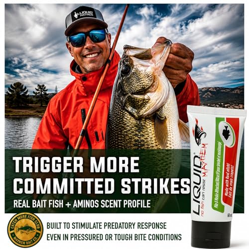 Liquid Mayhem Pike & Musky Fish Attractant Gel 60 ml / 2 oz · 60 Uses – Real Pike & Musky Bait & Aminos | UV-Enhanced Long-Lasting Gel – All Lure Types - size: 2-Pack