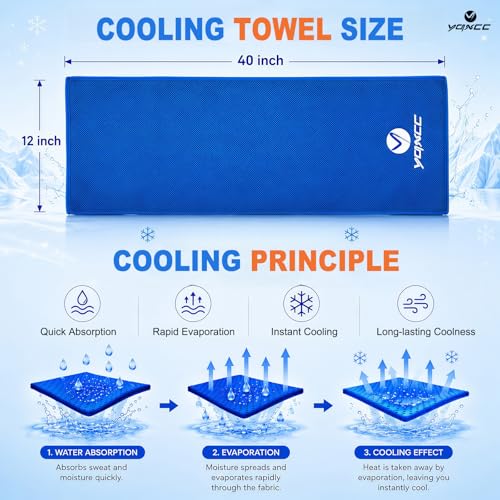 YQXCC 4 Pack Cooling Towels 40"x12", Cold Cool for Neck & Face | Cooling Neck Wraps, Soft Breathable Microfiber Chilly Towels, Ideal for Gym, Yoga, Golf, Running, Camping & Hot Weather - color: Dark Gray*2 + Dark Blue*2