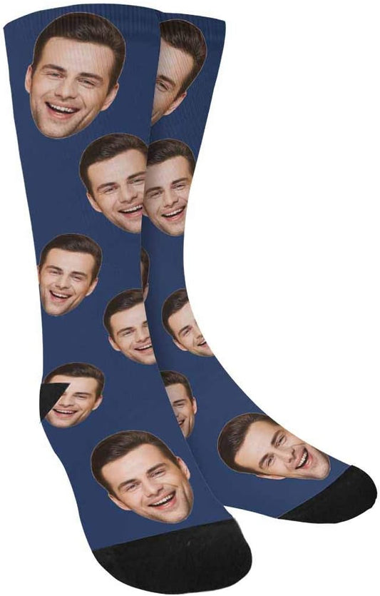 MyPupSocks Custom Personalized Photo Pet Face Socks, Cat and Dog Tracks Paws Bones Crew Socks with Picture for Men Women