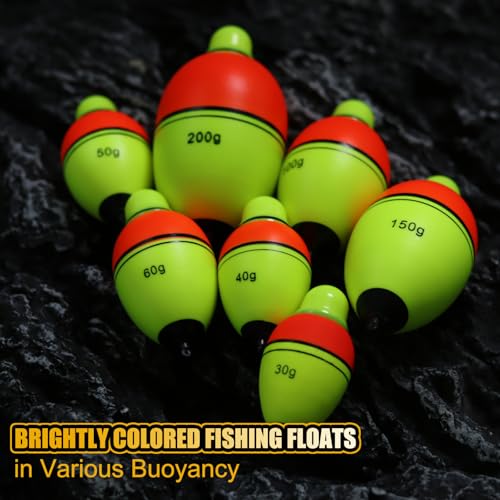 Light-Up EVA Slip Bobbers, Lighted Foam Bobbers Green & Red LED Lights Fishing Floats for Night Fishing with Cell Battery Included - color: RED-YELLOW 60G LED FLOAT-3PCS