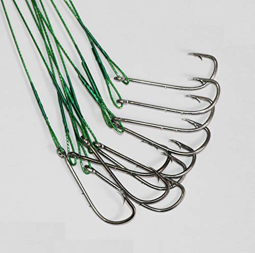 20pcs Wire Leader Hook Rigs Baitholder Fishing Hook Nylon Coated Fishing Wire Leader with Swivel - color: 10inch green, size: 3#-20pcs