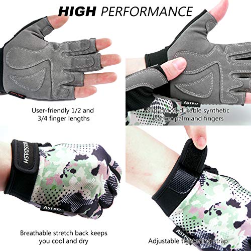 BASSDASH Astro Fishing Gloves Men’s Women’s Fingerless Gloves for Game Fishing Kayaking Paddling Sailing MTB - color: Black Spot Camo, size: X-Large