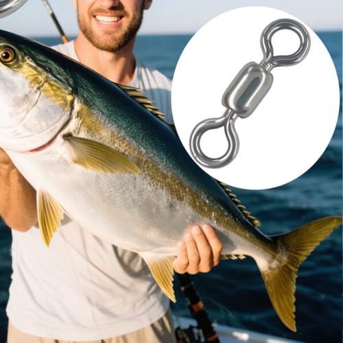 100 pcs Fishing Swivels, 100% 304 Stainless Steel Barrel Swivel Corrosion Resistance Power Crane Swivels Saltwater and Freshwater Fishing Line Lure Leader Connector - size: 3# 0.79"/240LB
