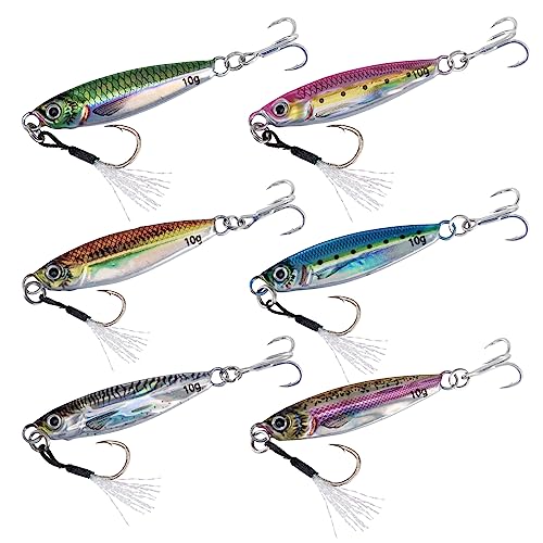 Goture Fishing Jigs,Vertical Jig Saltwater, Jig Fishing Lures with Assist Hook and Treble Hook, 7g-80g Fishing Jigging Spoon Lures for Tuna,Salmon,Sailfish,StripedBass,Grouper Snapper,Kingfish - size: 0.71oz/20g