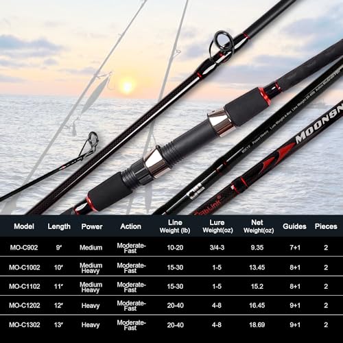 Fiblink Surf Casting Fishing Rod 2-Piece Graphite Travel Baitcasting Fishing Rod - size: Length: 12'