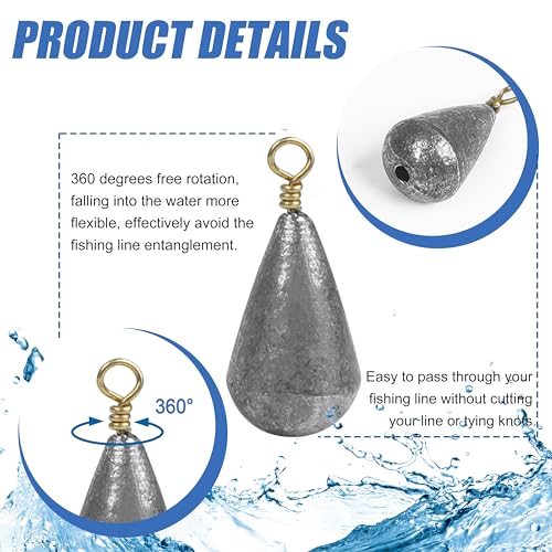 Fishing Weights Sinkers,15/30pcs Bass Casting Weights Bell Sinkers Fishing Weights Drop Shot Catfish Sinkers with Brass Swivel for Saltwater Freshwater - size: 3/8oz-15pcs