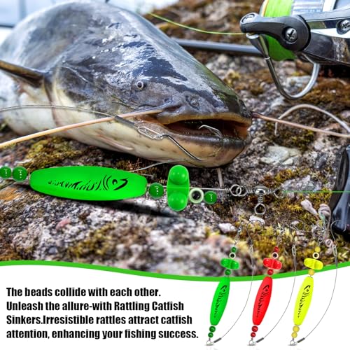 YOTO Santee Cooper Rig, Catfish Rig for Bank Fishing, Catfishing Tackle Rattler Floats, Chunky Rigs Catfish Equipment - style: Double Rung Catfish Bells - 3pcs