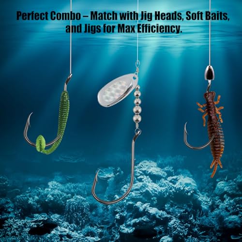 9KM DWLIFE Octopus Fishing Hooks, Double Barbed High Carbon Steel Hooks | Corrosion-Resistant Baitholder Circle Hooks with Sharp Points for Bass, Catfish, Walleye, Trout and Saltwater Fishing - size: 3/0#-100pcs