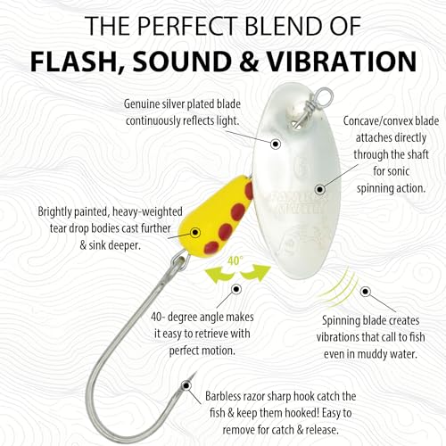 Panther Martin PM Single Hook Barbless Teardrop Spinners Fishing Lure Catches Trout, Perch, Crappie, Bluegill, Warmouth, Pumpkinseed & more - color: Barbless Silver, size: 2 (1/16 oz.)