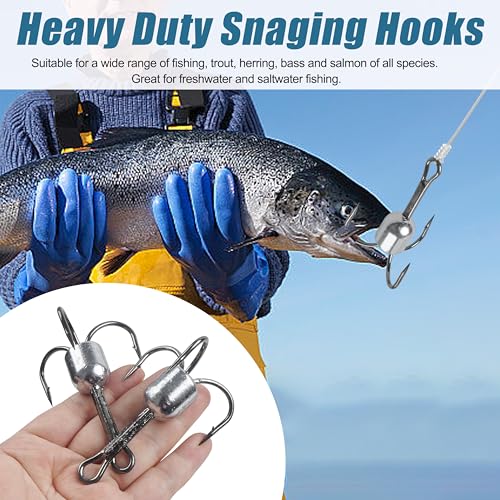 Snagging Hooks Snagging Weighted Treble Hooks 5pcs Large Weighted Fishing Hooks for Baitfish Tuna Swordfish Trout Salmon Fishing 4 Sizes 1oz 1.25oz 1.5oz 2.5oz - size: 6/0-1.25oz-5pcs