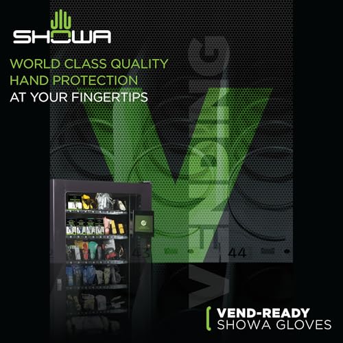 SHOWA Atlas 620 Double-Dipped PVC Chemical Resistant Gloves, Rough Finish Grip, Seamless Cotton Liner - size: Medium, style: Vending 12-pack