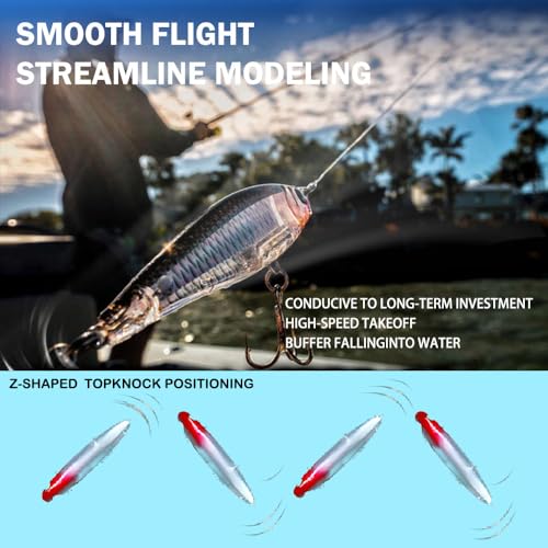 Top Water Fishing Lure for Freshwater and Saltwater, Long Cast Sinking Pencil Lures Artificial Hard Baits with Treble Hook, for Bass Walleye Pike Catfish Musky Perch Fishing Gifts for Family Fishing - color: C