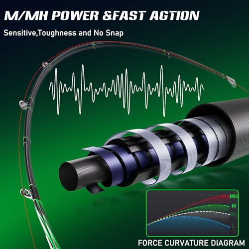 One Bass Fishing Rod, Lightweight Graphite Spinning & Casting Rod with Super Polymer Handle - color: Casting Rod, size: 6'0"