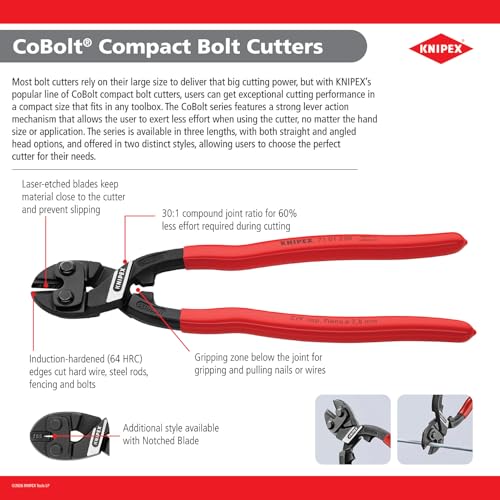 KNIPEX Tools - CoBolt S, Compact Bolt Cutter (7101160), 6-Inch - size: 6 1/4-inch