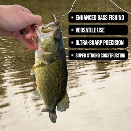 Reaction Tackle Wide Gap Wacky Hooks, Weedless Worm Hooks for Bass, High Carbon Steel Hooks for Stick Worm Soft Plastics, Neko Rig and Finesse Fishing (25-Pack) - size: #3/0 Wire Guard
